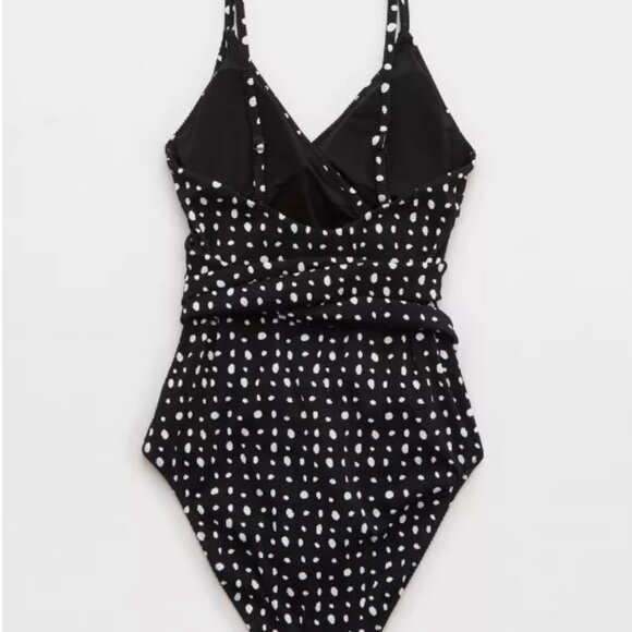 NEW WITH TAGS Aerie Ribbed Wrap One Piece Polka Dot Swimsuit Size XL Size 16 NEW - Picture 11 of 11